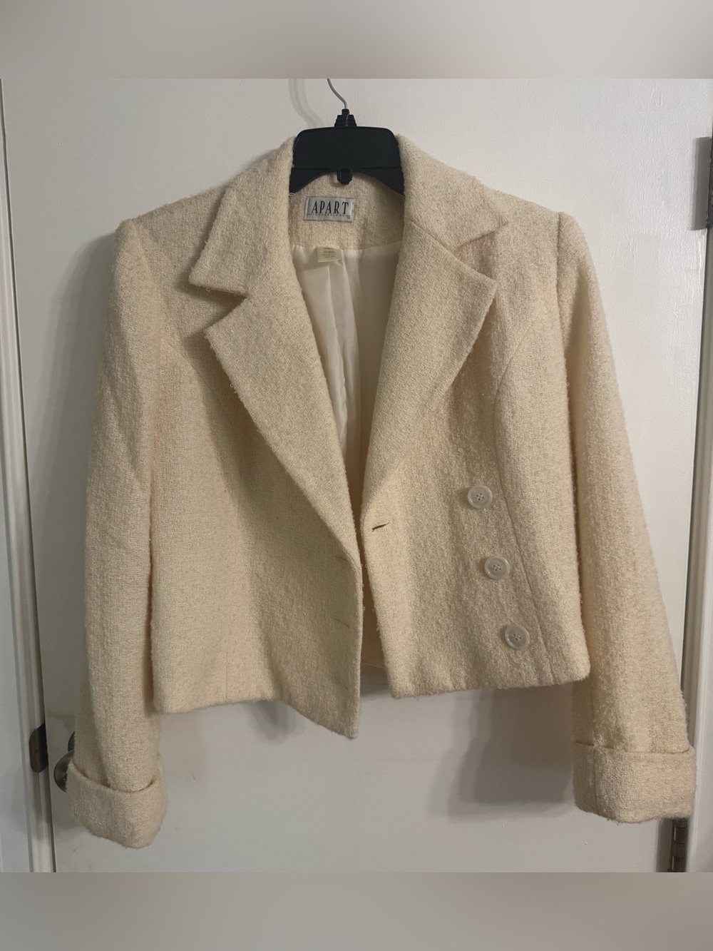 APART Cream Bouclé Cropped Blazer Jacket